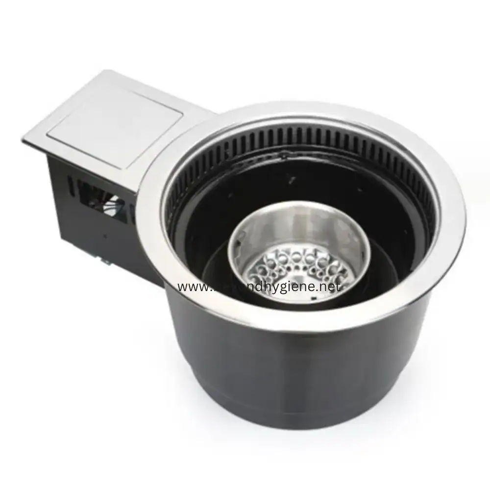 Roaster KG-212SG Stainless steel commercial garbage disposal unit for waste management and sanitation in hygienic environments.