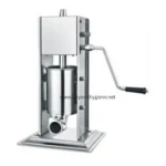 Stainless steel manual hand-operated vegetable or food mill for commercial kitchen use.