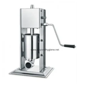 Stainless steel manual hand-operated vegetable or food mill for commercial kitchen use.