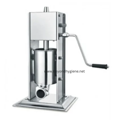 Stainless steel manual hand-operated vegetable or food mill for commercial kitchen use.