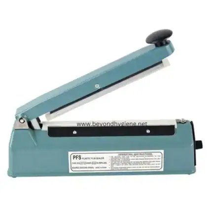 Sealing machine for plastic film, industrial packaging equipment, durable and efficient, suitable for hygiene and sanitation products, from Beyond Hygiene Asia.