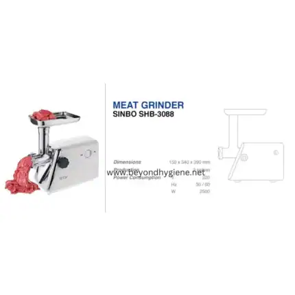 Stainless steel meat grinder machine for commercial kitchens, designed for efficient meat mincing and processing, ideal for meat shops and food service facilities.