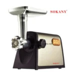 Sokany meat grinder machine with stainless steel body, powerful motor, and functional design for efficient meat grinding, ideal for commercial and home kitchens.