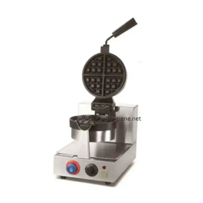 Waffle iron machine for commercial use, stainless steel electric waffle maker, countertop breakfast appliance, industrial waffle iron for cafes and restaurants, beyond hygiene asia product for foodservice establishments.