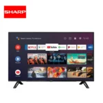 Sharp smart TV displaying popular streaming apps like Netflix, YouTube, and Spotify, perfect for entertainment and media consumption at home; sleek design tailored for modern viewing experiences.