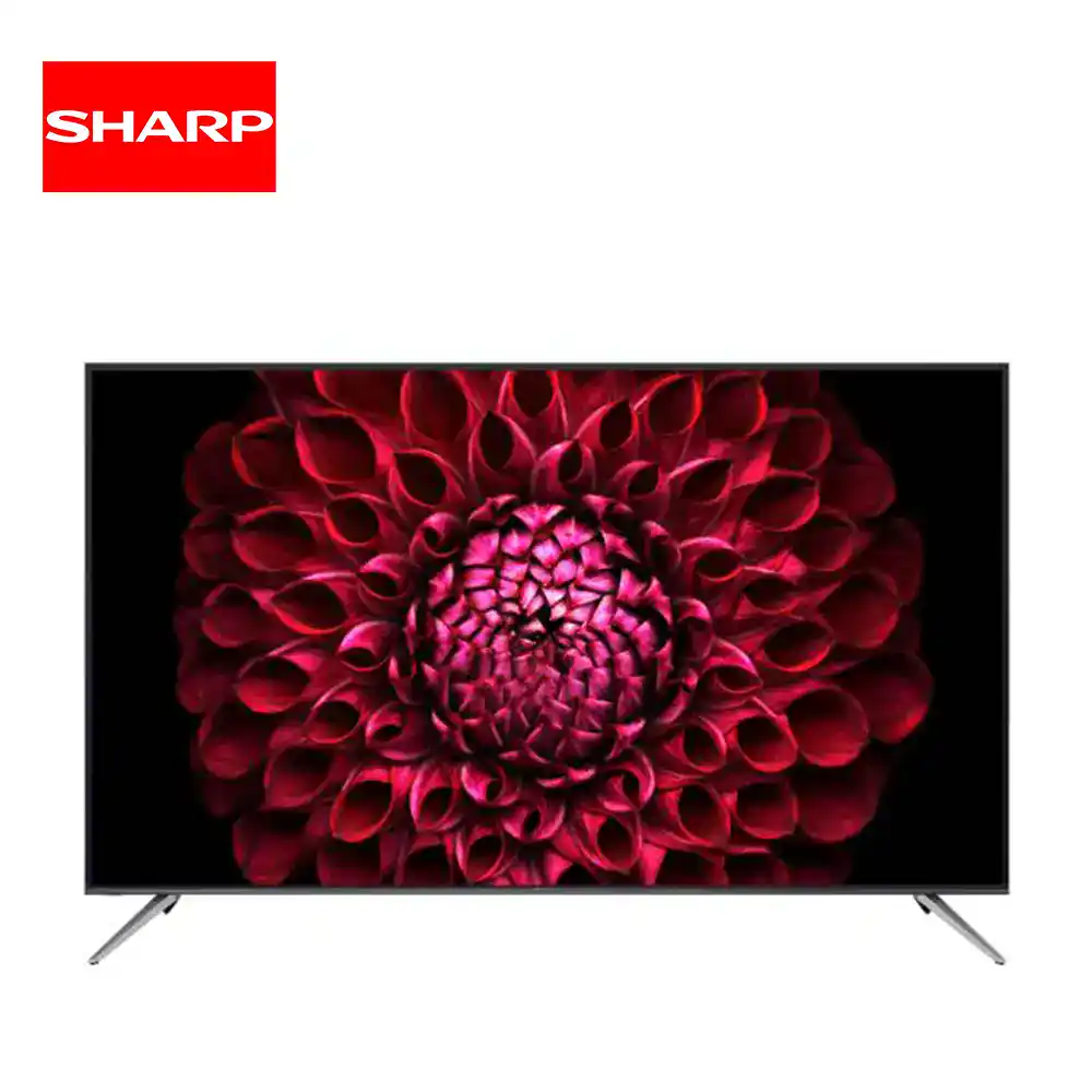 4T-C70DL1X_1_1 4K Ultra HD LED TV with vibrant floral display, perfect for home entertainment and modern living spaces. Designed with sleek slim bezels and dynamic picture quality, ideal for family viewing and media streaming.