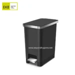 ECO trash bin with foot pedal, sleek black design, ideal for commercial hygiene and waste management solutions in Asia.