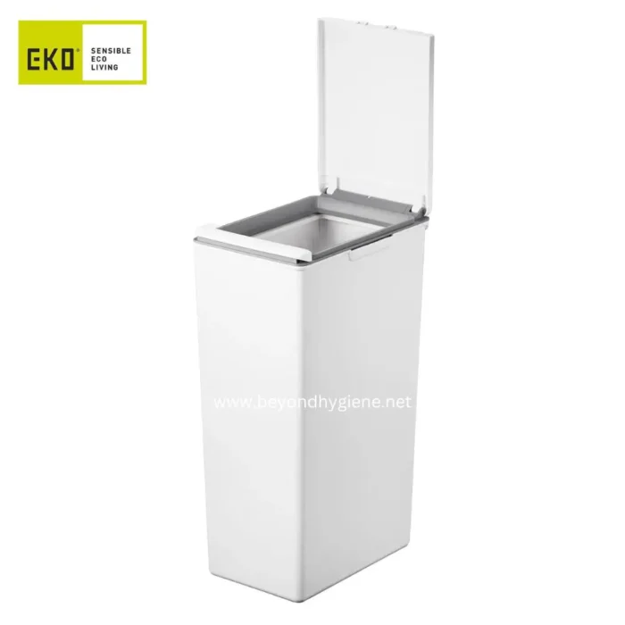 EKO insulated trash bin for hygiene and waste management, white color, modern design, suitable for commercial and healthcare environments, eco-friendly and durable.