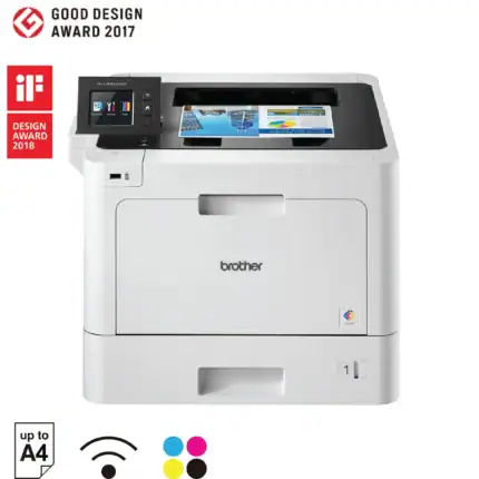 High-performance Brother multifunction printer winning design awards, ideal for office and business printing, with wireless connectivity, color printing, and A4 paper capacity for seamless document management.