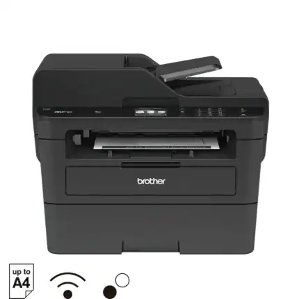High-quality Brother laser printer suitable for office and home use, supporting wireless connectivity and printing up to A4 size for efficient document management.