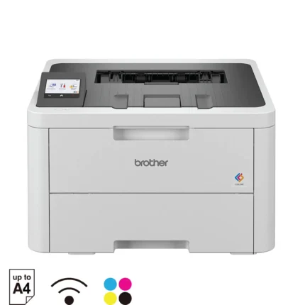 High-quality Brother color laser printer with wireless connectivity, suitable for office printing needs and up to A4 size documents.
