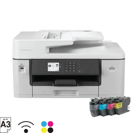 Ultra-modern Brother multifunction color laser printer with wireless connectivity and high-volume, cost-efficient printing capabilities for business environments.