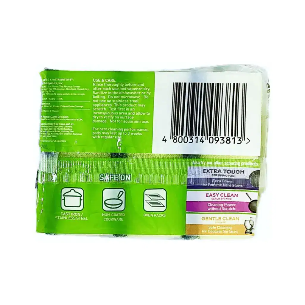 3M™ Scotch Brite® Tough Clean Scrub Sponge Mini (1) 3M Scotch Brite Tough Clean Scrub Sponge Mini 75mm x 75mm 3 pcs/pack - Image 3