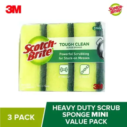 3M Scotch Brite Tough Clean Scrub Sponge Mini 75mm x 75mm 3 pcs/pack