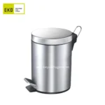 Stainless steel pedal trash bin ideal for commercial and office environments, promoting hygiene and waste management. Durable, sleek design with foot pedal operation for hands-free use.