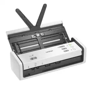 Laser printer image, office equipment, Brother branded laser printer for document printing, open paper tray with internal components visible, suitable for business or home office settings.