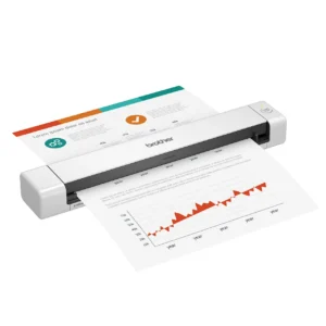 Office document scanner with printed graphs and charts, branded Brother, for professional document management and data analysis, featured on Beyond Hygiene Asia website for business solutions, clean and modern design.