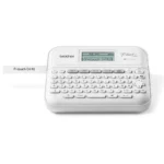 Brother P-touch D410 label maker for office and household organization, featuring easy-to-use QWERTY keyboard and LCD display, ideal for custom labels and durability.