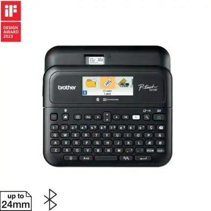 2. Compact Brother P-touch label maker with color touchscreen, Bluetooth connectivity, and high-quality laminated tape for professional labeling solutions.