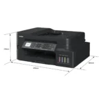 High-quality black multifunction printer with scanning, copying, and fax capabilities, featuring a built-in refill tank system for efficient ink usage, ideal for office and commercial settings.