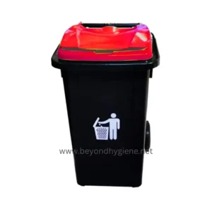 Recycling bin for waste disposal with sanitation symbol, suitable for hygiene and cleanliness, beyond hygiene asia, waste management, sanitation solutions, industry-cleaning, hygiene equipment.