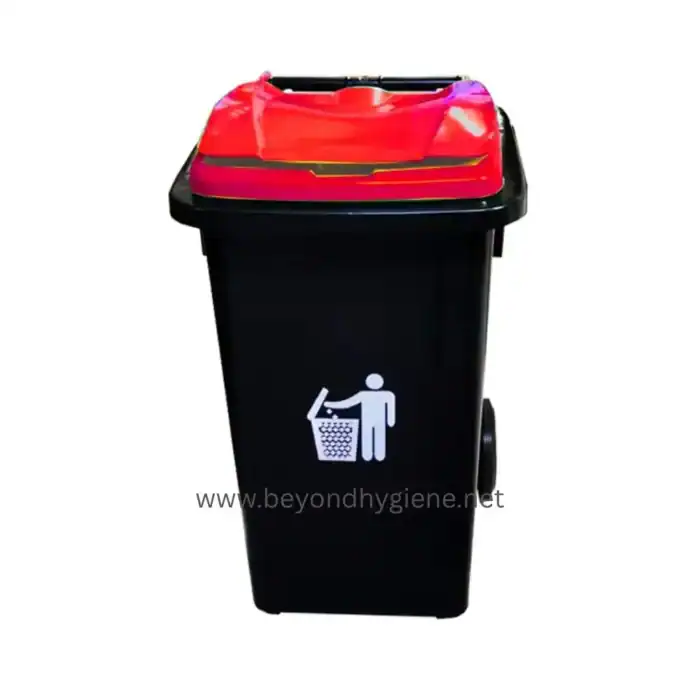 Recycling bin for waste disposal with sanitation symbol, suitable for hygiene and cleanliness, beyond hygiene asia, waste management, sanitation solutions, industry-cleaning, hygiene equipment.