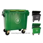 1100L Trash Bin with Wheels – Green / Black