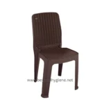 Brown outdoor plastic wicker chair for garden and patio seating. Durable, lightweight, weather-resistant, and stylish, ideal for outdoor furniture and relaxation spaces.