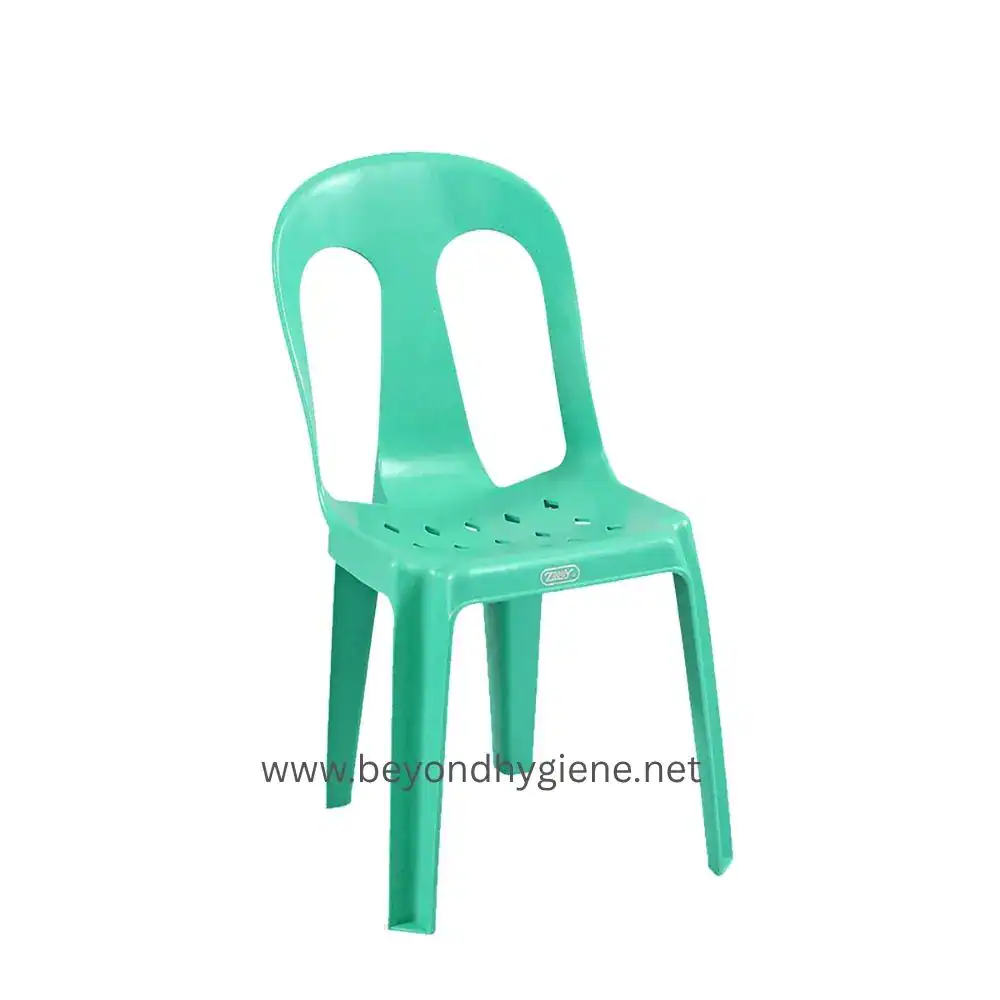 Diamond Chair - Green 38x39x78cm (Stock No. 855) Green plastic chair for hygiene and sanitation purposes at Beyond Hygiene Asia.