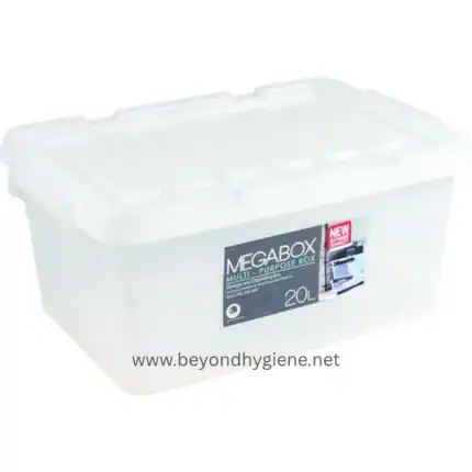 Megabox 20L multi-purpose storage box for organization and cleaning supplies.