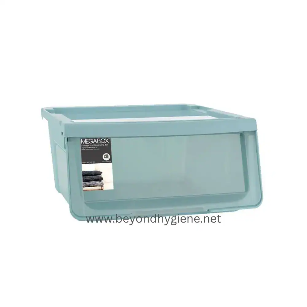 Organizer Box MG-854 Stainless steel storage box for organization, used in commercial or industrial cleaning environments. Durable multipurpose container ideal for hygiene and supply management.