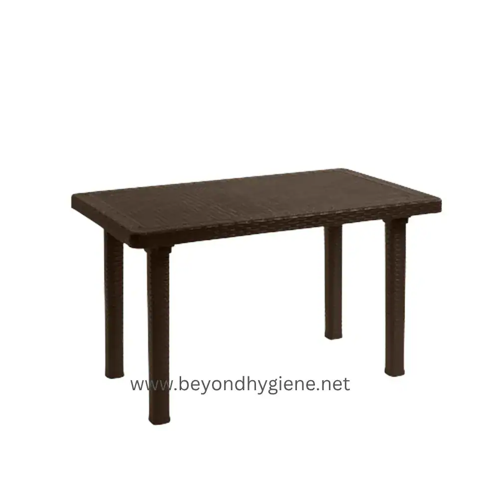 Palmera Rattan Table 6 Seater - Black 127x76x72.5cm (Stock No. 748) Wooden children's bench for outdoor or indoor use, durable and safe seating for kids in school or playground settings. Ideal for classrooms, parks, and recreational areas.