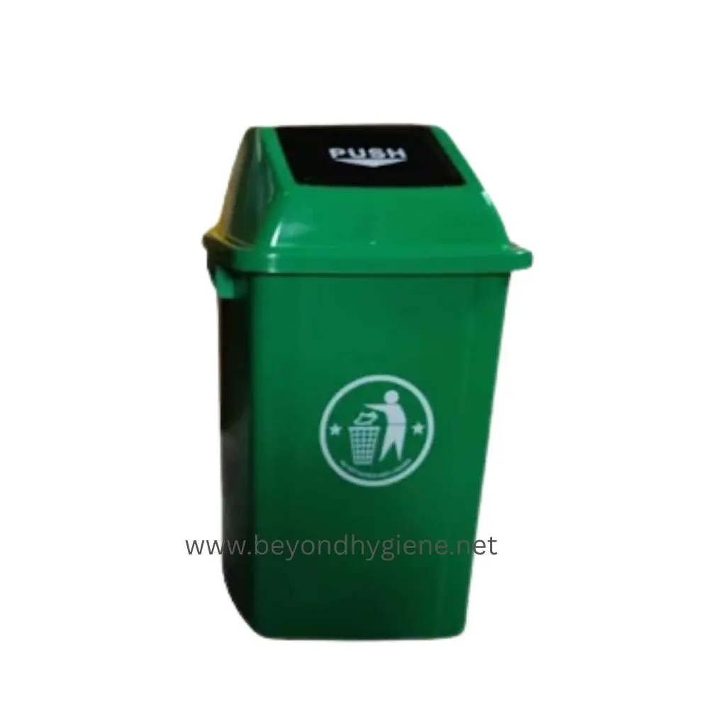 Push Swing Trash Bin 100L - Green (LD100Y) Green recycling bin for waste separation and environmental sustainability at Beyond Hygiene Asia.