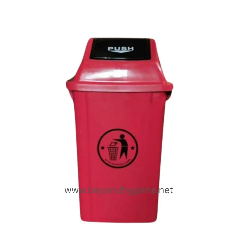 Push Swing Trash Bin 100L - Red (LD100Y) Used red trash bin with touchless sensor for hygienic waste disposal in Asia.