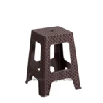 Plastic woven stool suitable for commercial and hospitality settings in Asia, durable and lightweight for easy use and cleaning.