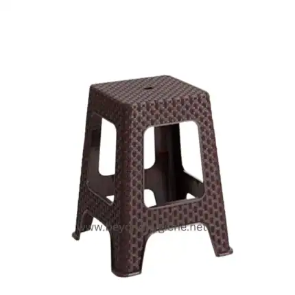 Plastic woven stool suitable for commercial and hospitality settings in Asia, durable and lightweight for easy use and cleaning.