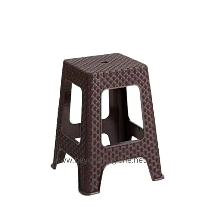 Plastic woven stool suitable for commercial and hospitality settings in Asia, durable and lightweight for easy use and cleaning.