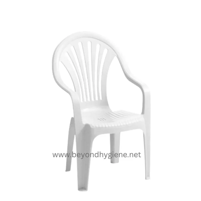 Plastic outdoor chair for hygiene cleaning | Durable white chair from Beyond Hygiene Asia.