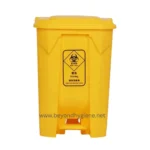 Biohazard medical waste disposal container for infectious waste management in healthcare facilities.