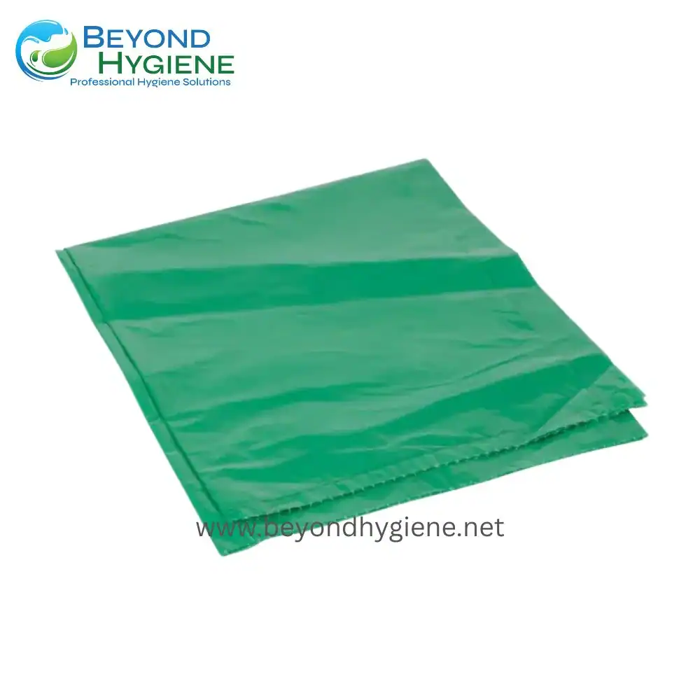 2.. Reusable green plastic hygiene covers for sanitation and cleanliness in hygiene solutions.