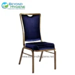 Gold Aluminum Banquet Chair – Navy Blue Velvet Cushion