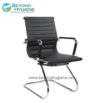 Leatherette Cantilever Visitor Chair – Ribbed Back with Chrome Frame