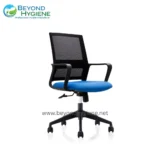 Ergonomic Mesh Mid Back Office Chair – Blue Fabric Seat with Swivel Base