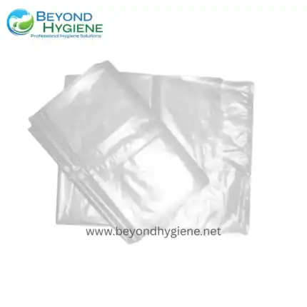 Disposable clear plastic bags for hygiene and storage solutions, ideal for professional hygiene environments in Asia, offered by Beyond Hygiene.