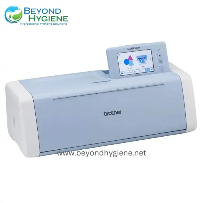 Aviation-grade paper cutter with touchscreen display for efficient document processing in professional hygiene and sterilization environments.