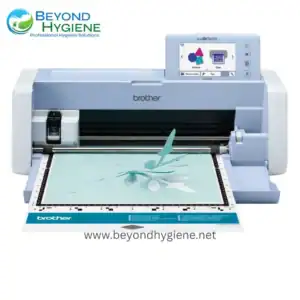 A high-tech Brother fabric embroidery machine used for professional embroidery and textile customization. Features digital controls, pattern scanning, and precision stitching perfect for embroidery businesses.