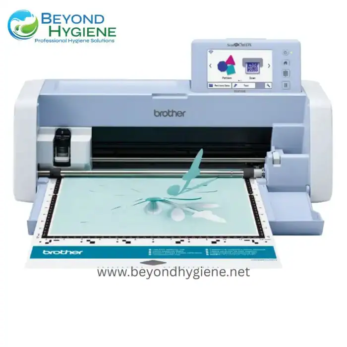 A high-tech Brother fabric embroidery machine used for professional embroidery and textile customization. Features digital controls, pattern scanning, and precision stitching perfect for embroidery businesses.