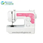Brother sewing machine with pink floral design, professional hygiene solution, durable textile tool, used for clothing and fabric manufacturing, part of beyond hygiene Asia's sanitation equipment collection.