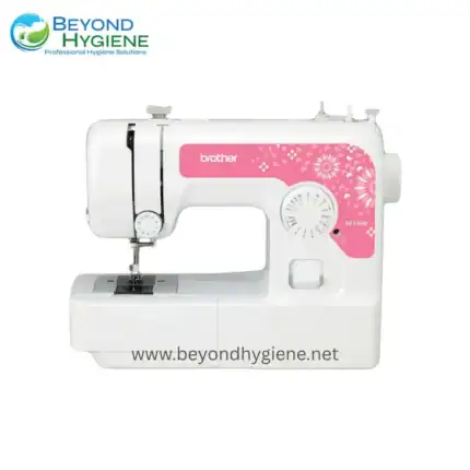 Brother sewing machine with pink floral design, professional hygiene solution, durable textile tool, used for clothing and fabric manufacturing, part of beyond hygiene Asia's sanitation equipment collection.