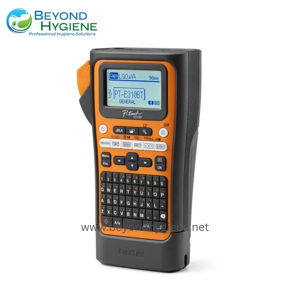 PT-E310BTVP Label Printer (3) Professional hygiene and sanitation equipment from Beyond Hygiene Asia with digital display and keyboard for cleaning solutions.